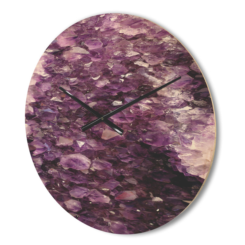 Horloge murale mauve à pierres précieuses modernes, Moyenne