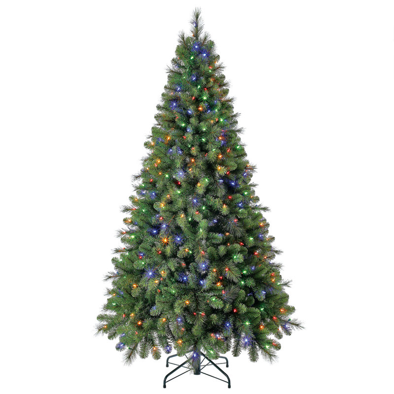 The Holiday Aisle® Rotating Tree Stand Base w/ Cascade Pre-Lit Holiday Tree, 7'
