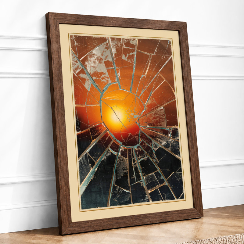 Radiant Sun Geometric - Framed Print, A2 - 59.4 x 42.0 cm, Walnut