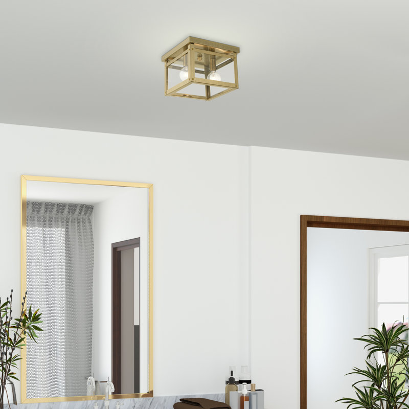 Amores Glass Flush Mount, Antique Brass