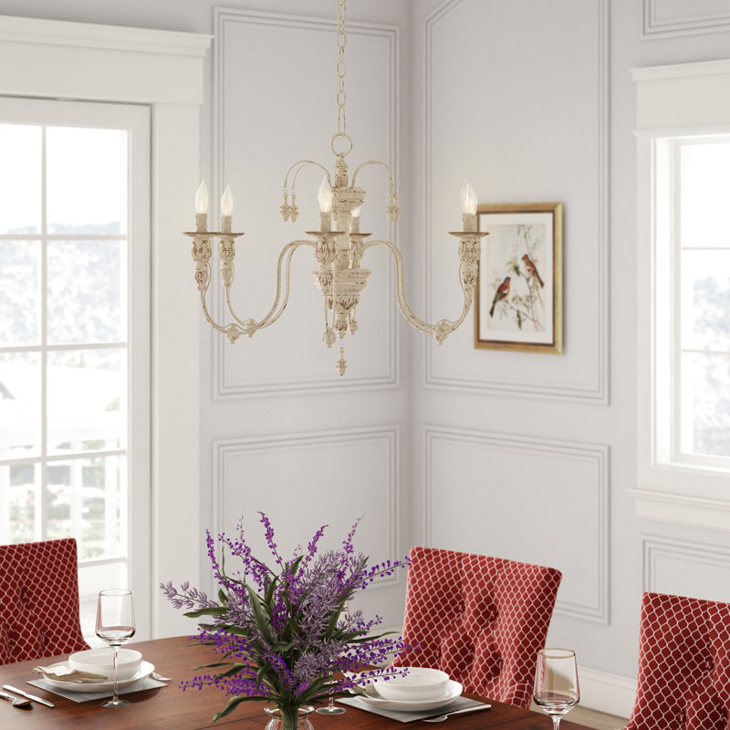 Solange 6 - Light Dimmable Classic / Traditional Chandelier, Persian White