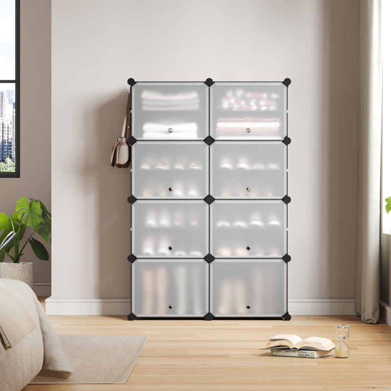 32 Pair Stackable Shoe Storage Cabinet, Black