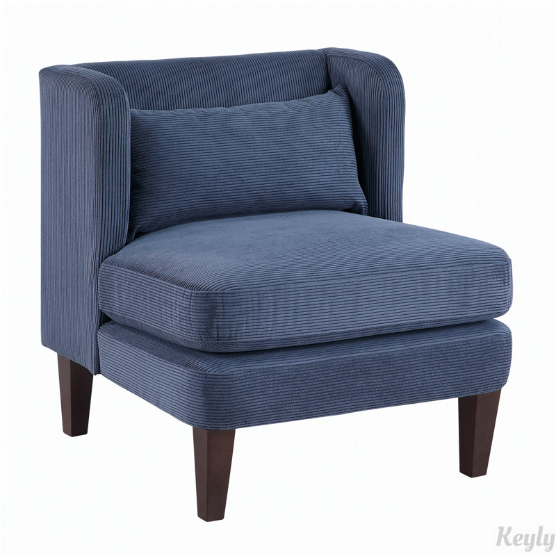 Elodie 27.5" Mid-Century Modern Armless Accent Chair, Blue Polyester
