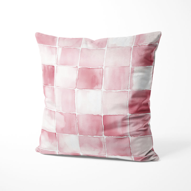 Coussin French Country - Coussin imprimé patchwork rose et blanc, H 20 po x l 20 po