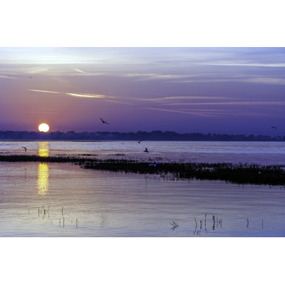 Amazing Sunset Over Lake - Wrapped Canvas Print