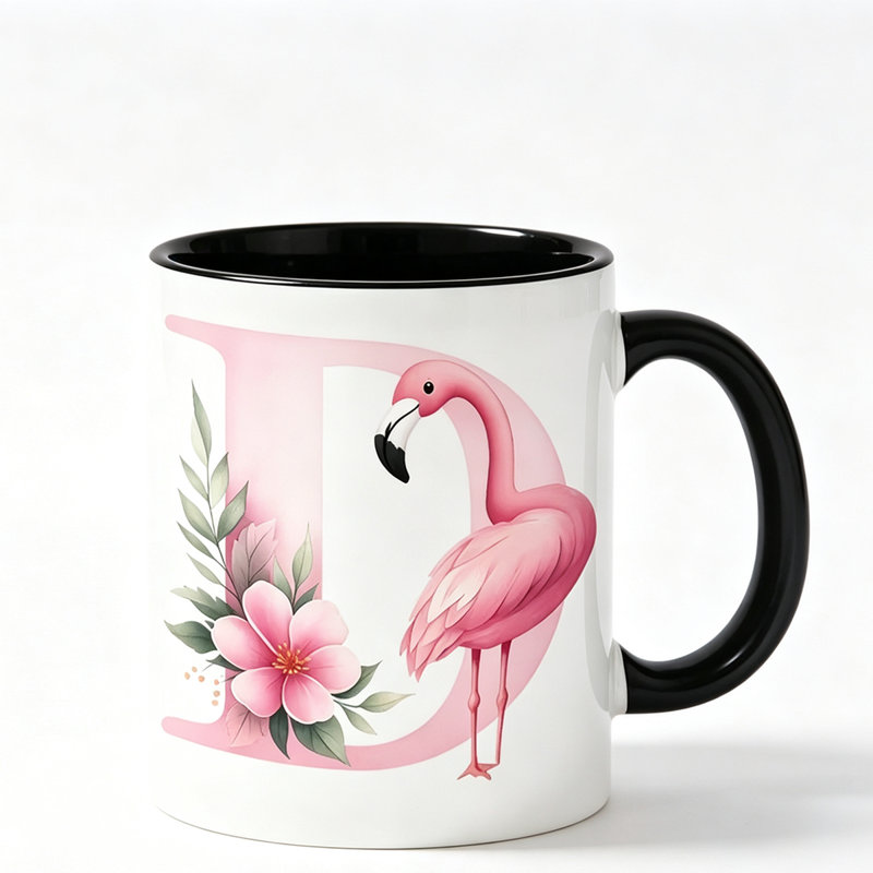 A Stylish Flamingo Ceramic Mug Perfect for Coffee, Tea, Or Milk. This Christmas Gift Is Ideal for Enjoying Beverages.