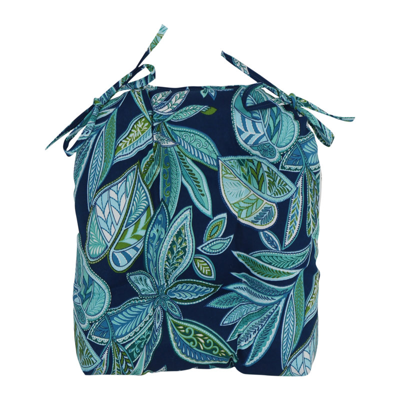 16-Inch Rounded Back Outdoor Tufted Chair Cushions (Set Of 4), Blue/Crestwood Marine Floral