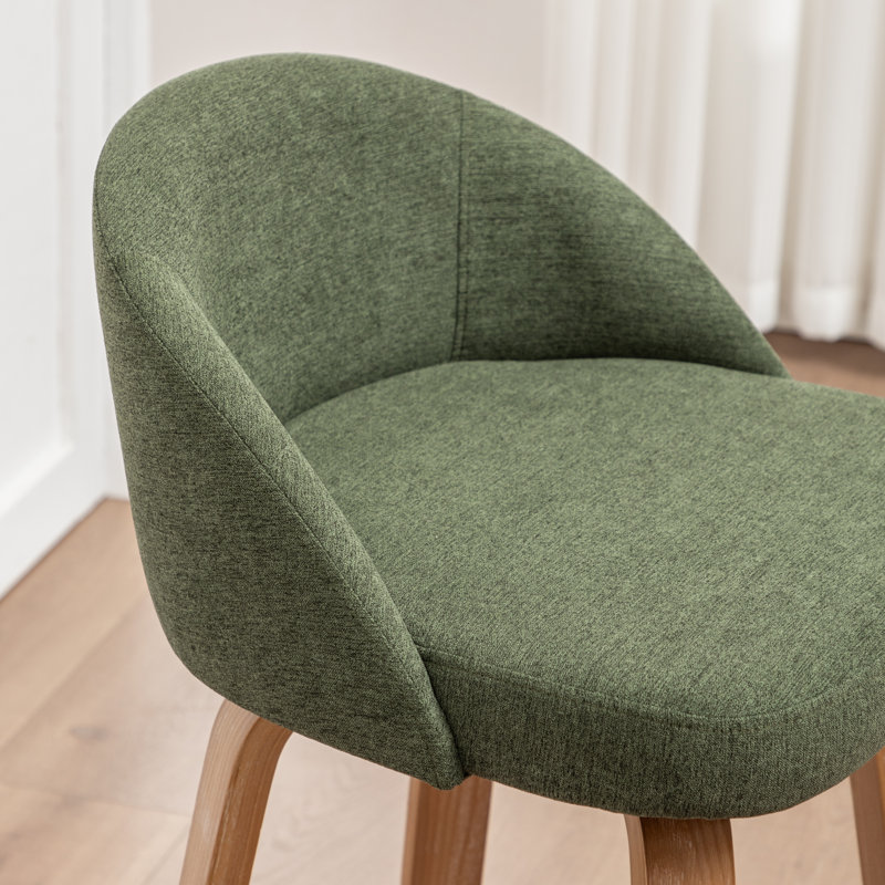 Swivel Upholstered Counter Stool, GREEN, Set of 1, 64.5cm