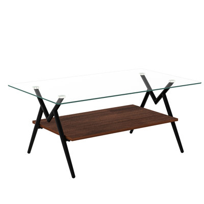 Modern Living Room Table - Tempered Glass Coffee And End Tables With Shelf Fashionable Combination For A Chic Look