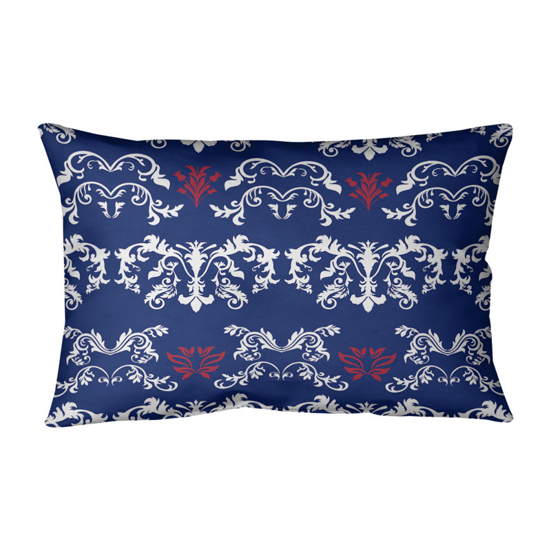 Housse de coussin Football Baroque, Polyester sergé, Blanc / bleu foncé / rouge