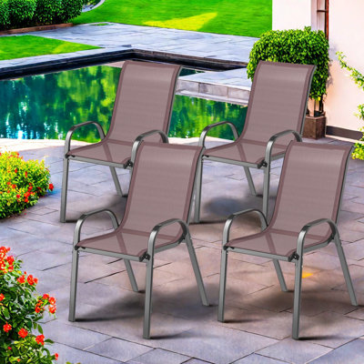 Chaises de salle à manger empilables de patio, sièges modernes de maille en acier pour la cour arrière