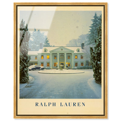 «Snowy Mansion», art mural encadré à la main par Notoriart, cadre doré, 20 x 24