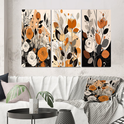 Retro Terracotta Wildflowers Illustration - ensemble de 3 impressions