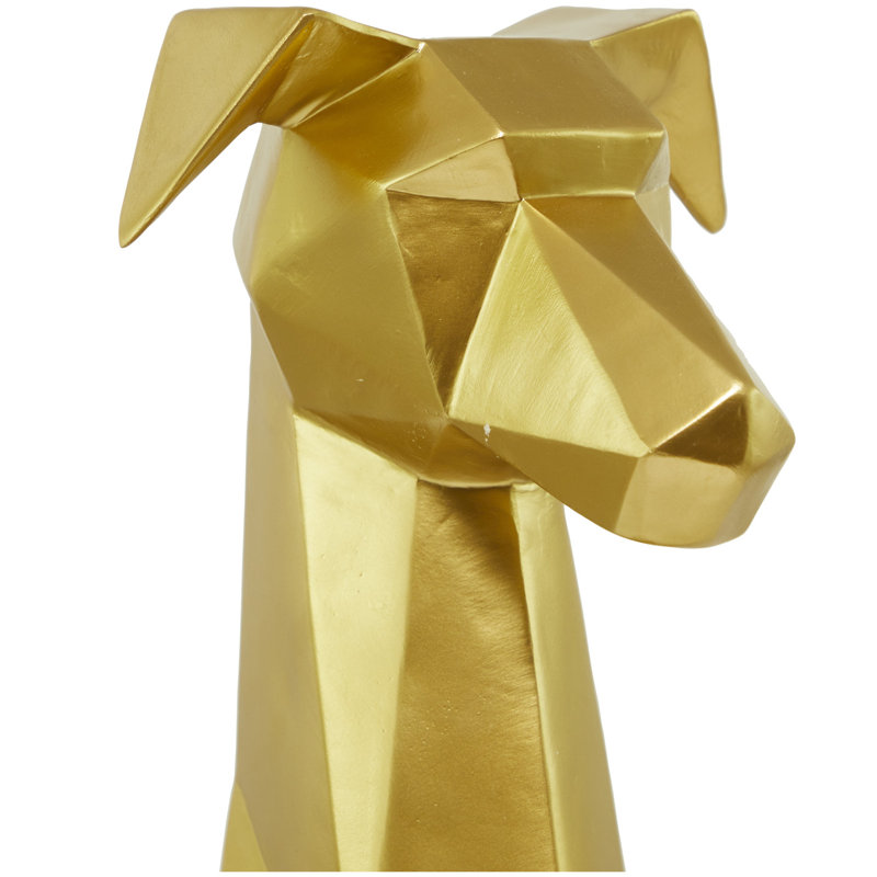 Gold Geometric Resin Dog Sculpture