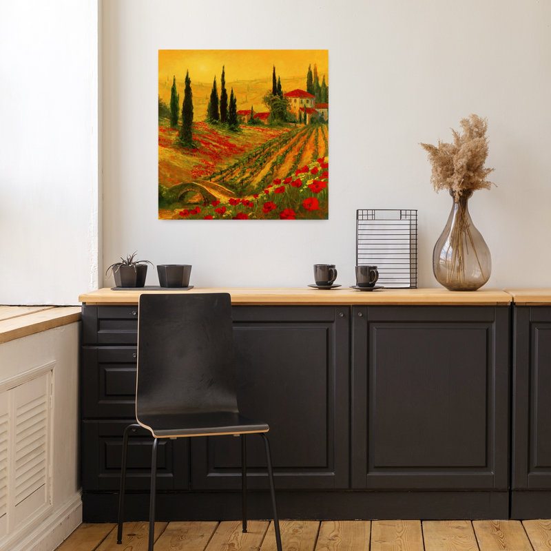 Coquelicots de Toscano I, art contemporain de l'architecture de coquelicots abstraits, H 18 po x l 18 po
