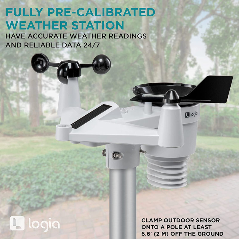 7.6'' Solar Powered Wireless Outdoor Weather Station