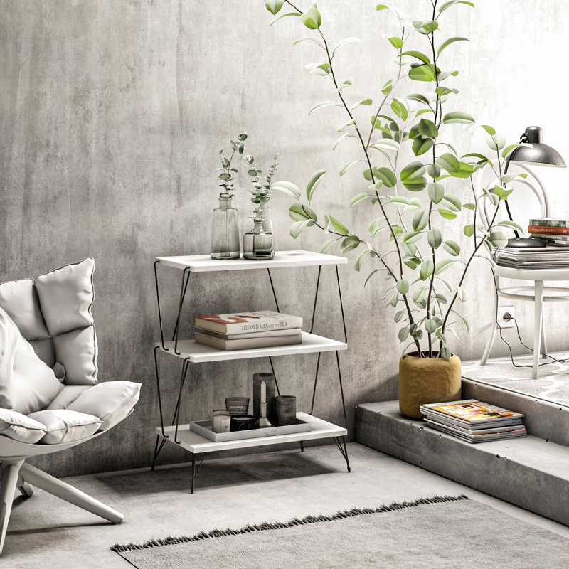 Table de bout avec rangement Daviah, Blanc