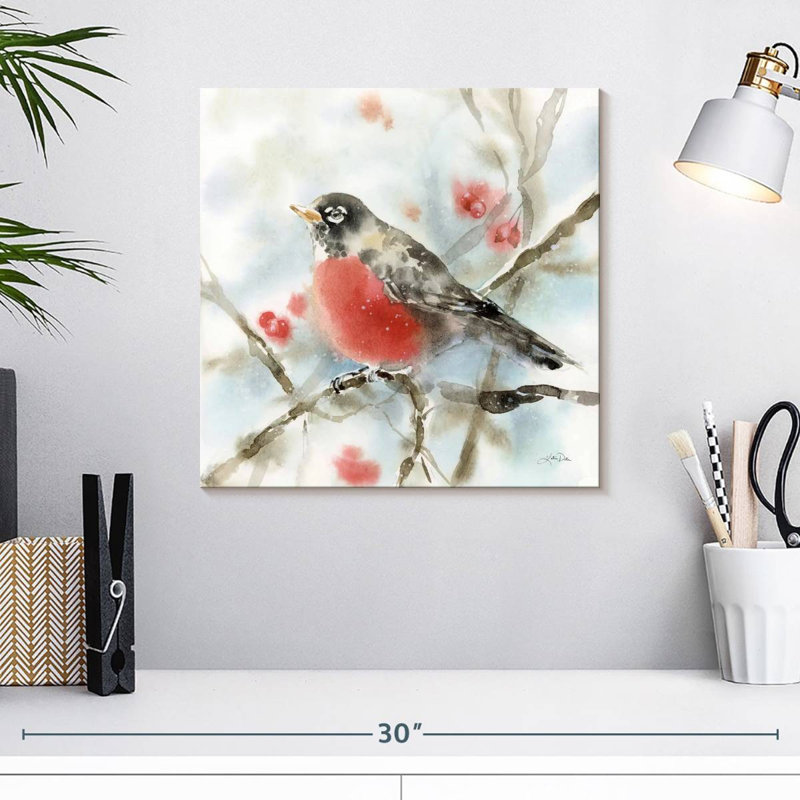 Brampt Perched Winter Robin, 16" H x 16" W