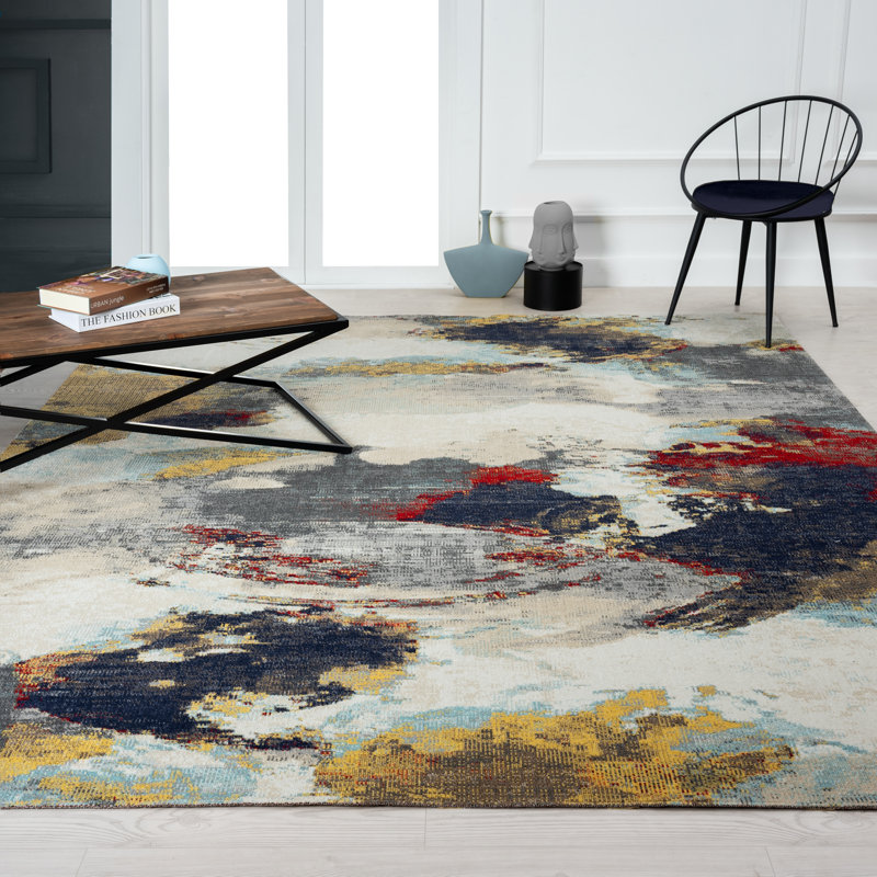 Tapis beige / bleu / gris intérieur / extérieur, Tapis de couloir 2 pi 8 po x 10 pi