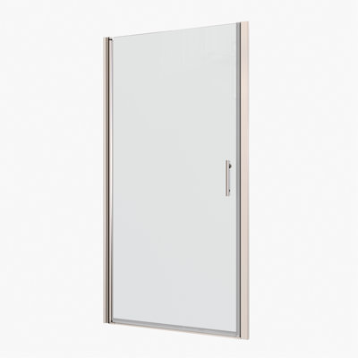 Porte de douche pivotante universelle à ajustement 1 1/8 po, ouverte à l'extérieur, avec verre trempé de 1/4 po et finition chrome poli 2472