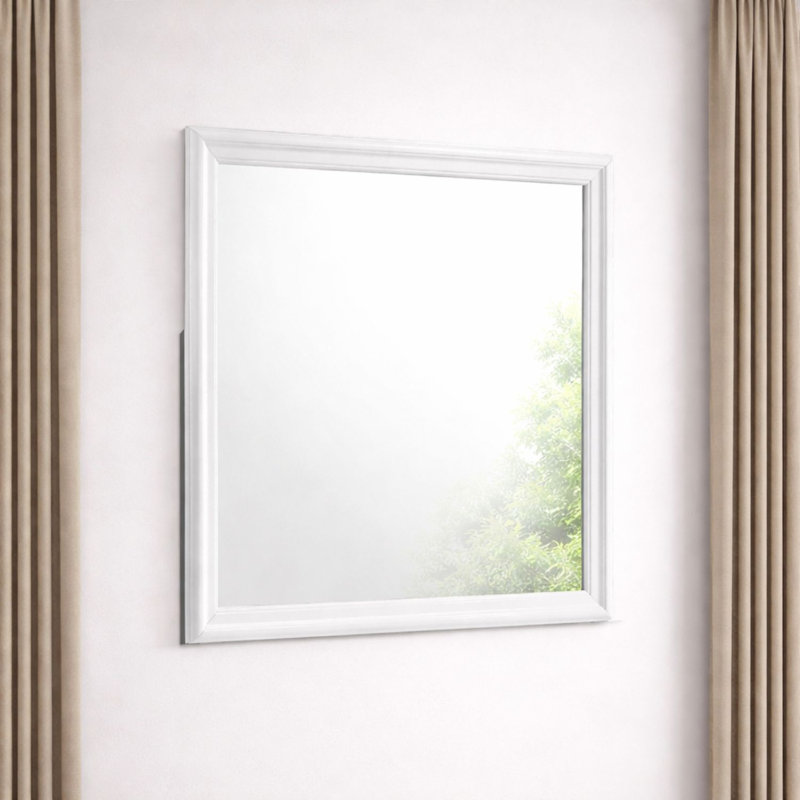 Miroir plat en bois Mylhana, Blanc