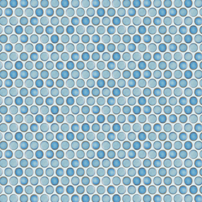 Hudson Penny Round 11-7/8 " x 12-5/8 " Porcelain Mosaic Floor & Wall Tile, Marine