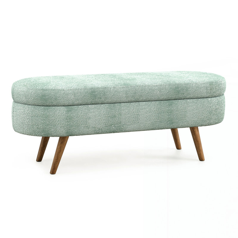 Ottoman Oval Storage Bench, Cyan