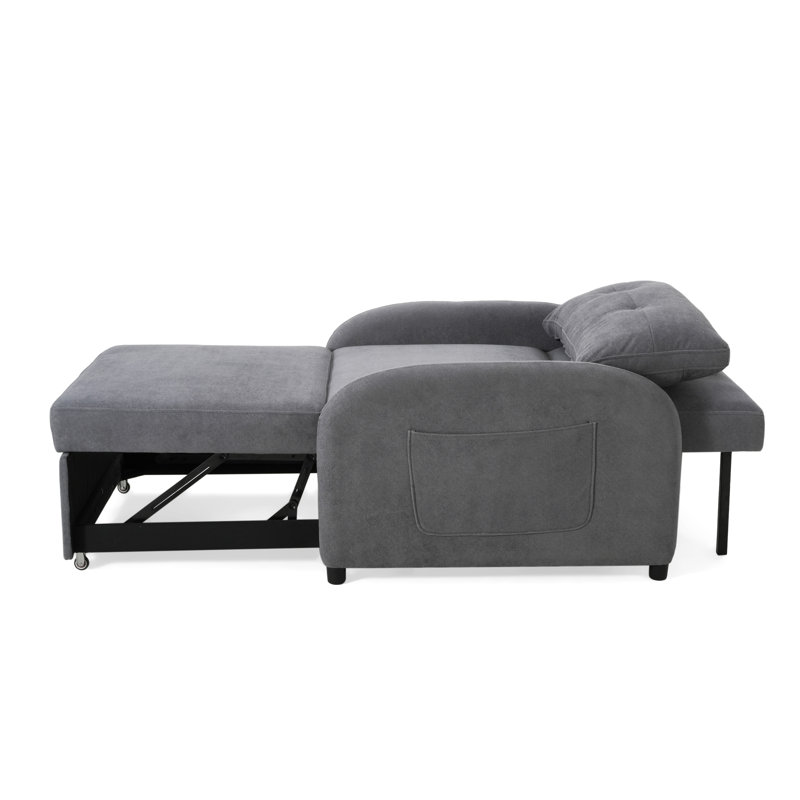 Clayman Convertible Sleeper Sofa, Gray Cotton Linen