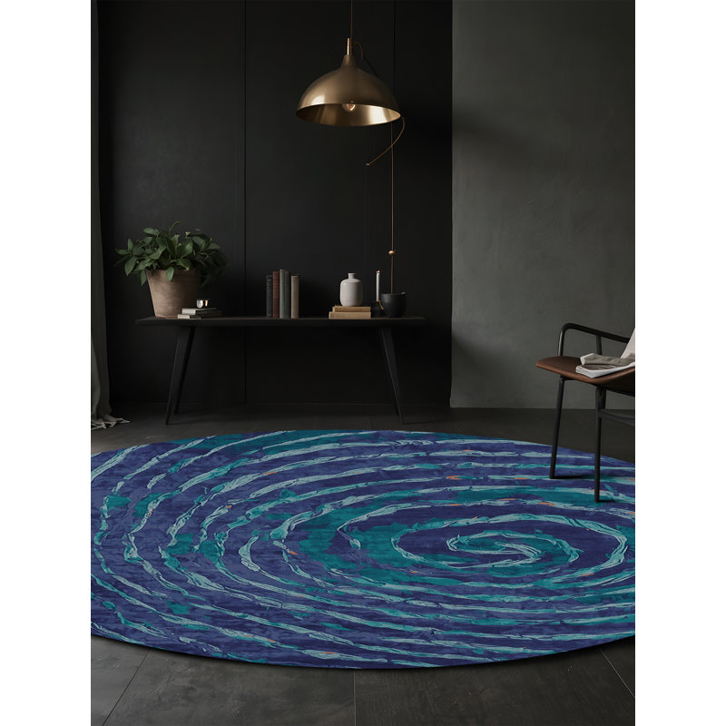 Tapis gris soyeux et moelleux, Rond 6 pi