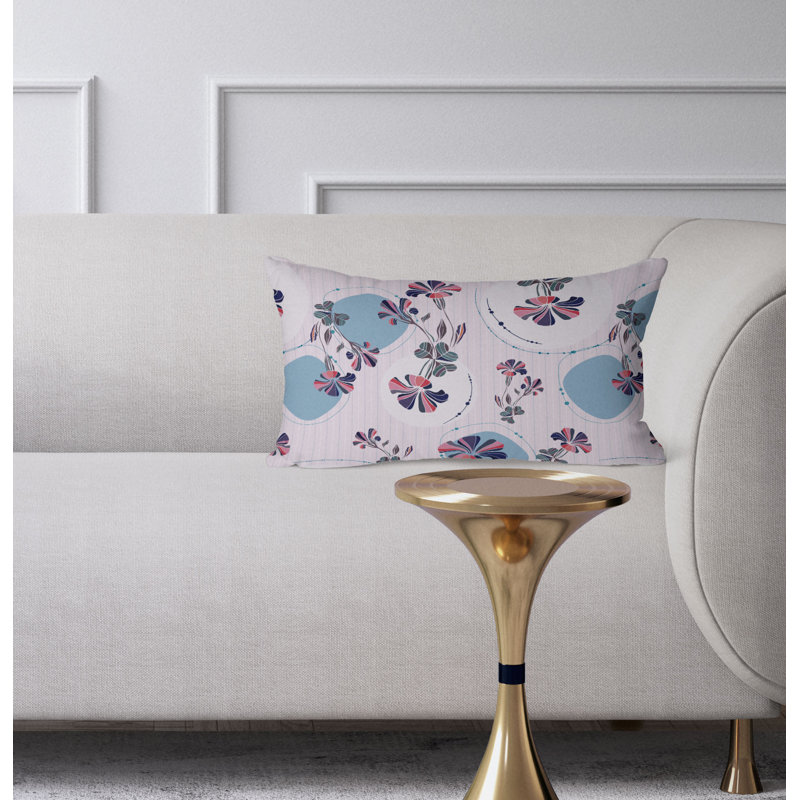 Circular Garden  Rectangular Throw Pillow, Blue/Pink
