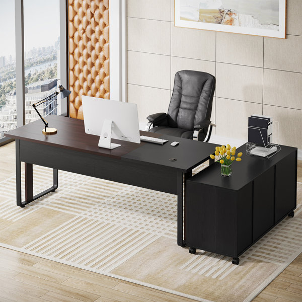 Latitude Run® Montry L-Shape Executive Desk & Reviews | Wayfair