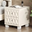 Table de chevet en velours beige avec 2 tiroirs Dicat