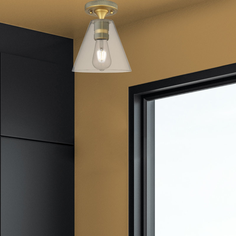 Downtown Urban - Kennedy - 1 Light 8" Berkshire Flush Mount - Clear Shade, Brushed Brass