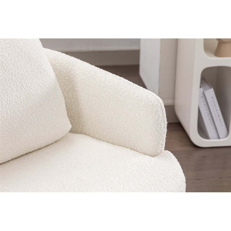 Fauteuil demi-tonneau pivotant de 29,1 po Markysha, Bouclé ivoire