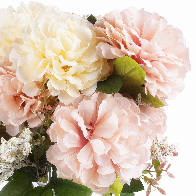 Arrangement floral dahlia dans un vase, Crème et rose