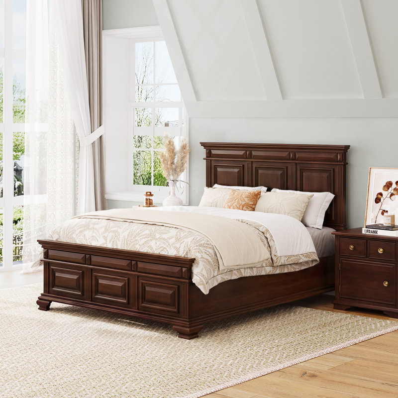 Abner Solid Wood Platform Bed, Queen, Dark Brown