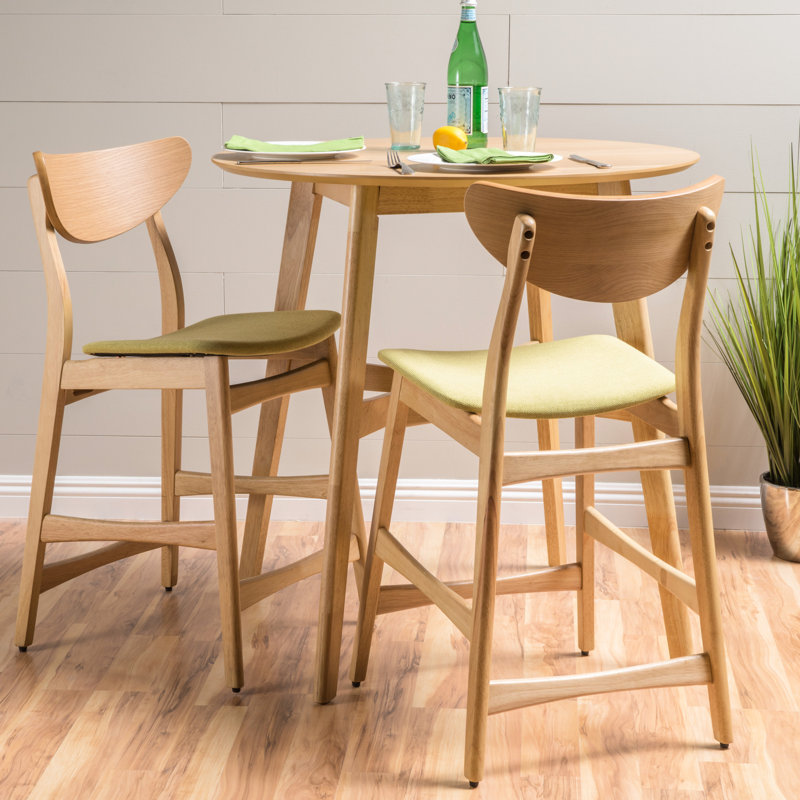 2 chaises à hauteur de comptoir - siège en tissu, look rétro-moderne, bois d'hévéa véritable, hauteur 36,50 po, largeur 18, profondeur 20, capacité de 300 lb