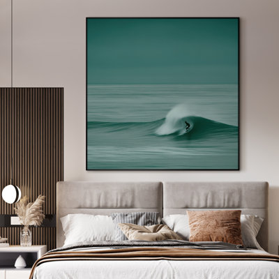 Très grand art mural imprimé sur tissu - Plage, océan, paysage, œuvre d'art, décoration pour le salon ou la chambre à coucher - «Assemblage requis du cadre (cadre non fini)»