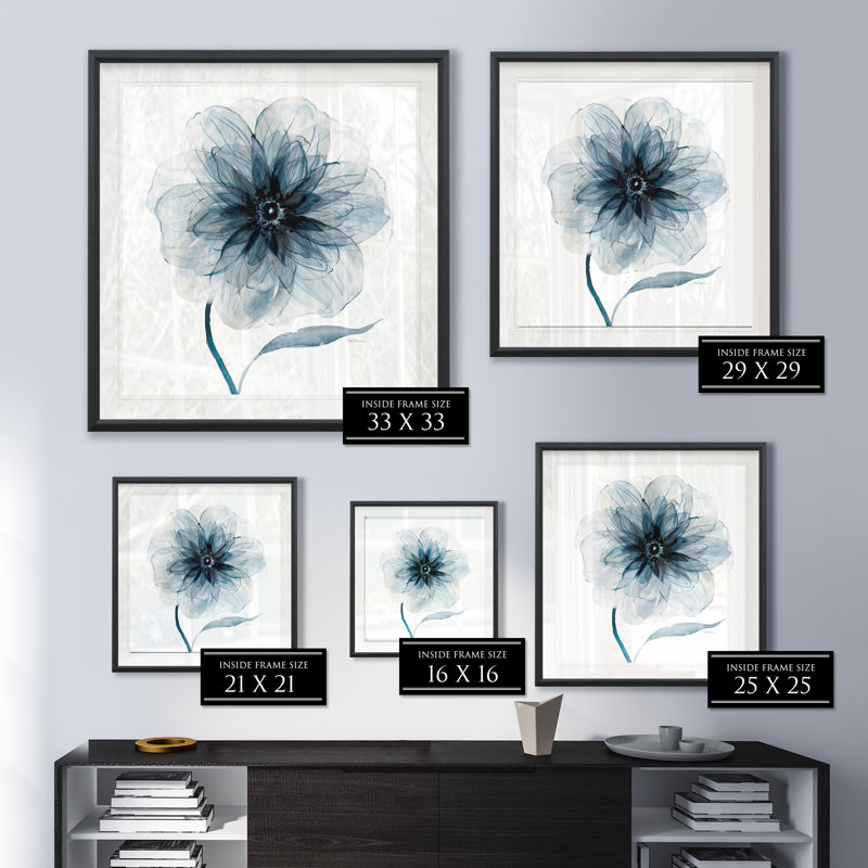 Indigo Bloom III - reproduction de cadre photo sur papier, H 22,5 po x l 22,5 po x P 1,5 po