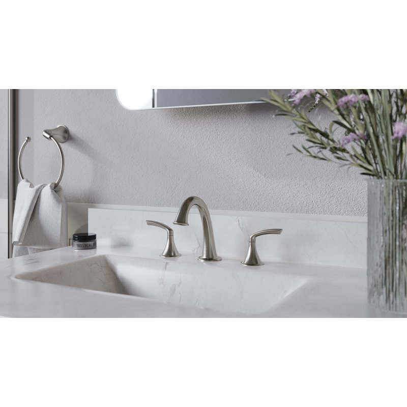 Elm Widespread Faucet with Push Pop Drain, Satin Nickel