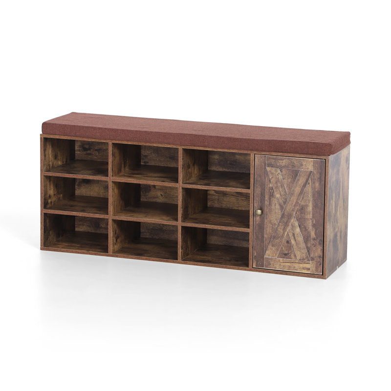 Upholstered Storage Bench, Brown