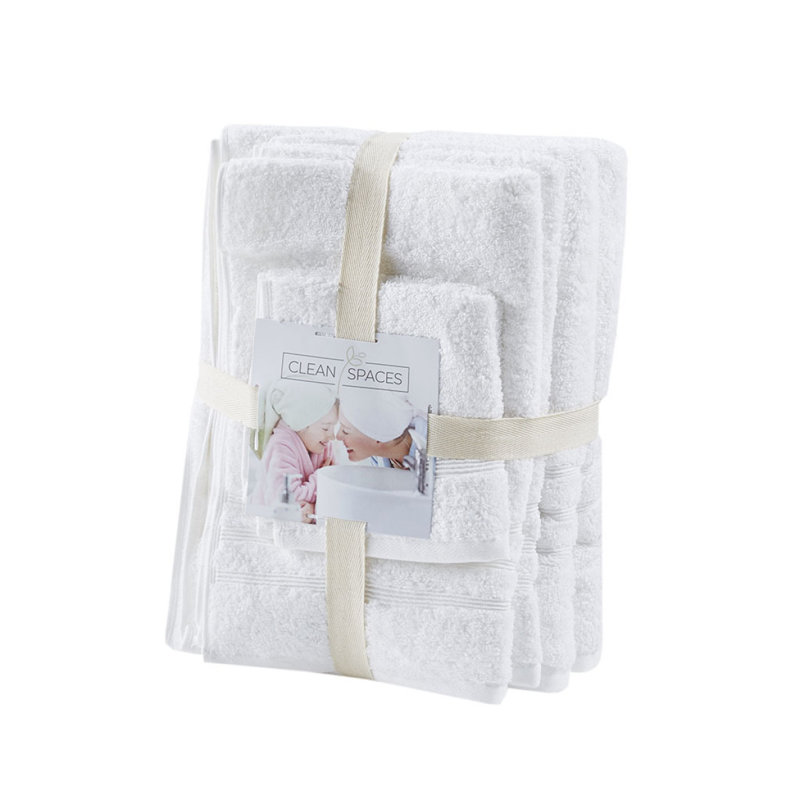 Ensemble 6 serviettes de bain antimicrobien durable, White