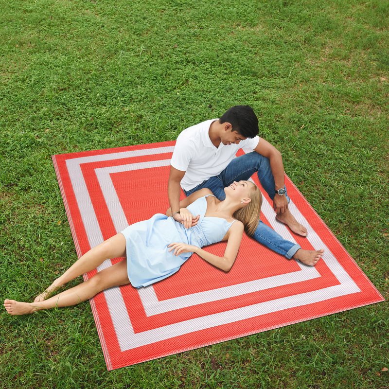 Aube Geometric Indoor / Outdoor Rug, Rectangle 4' x 6'