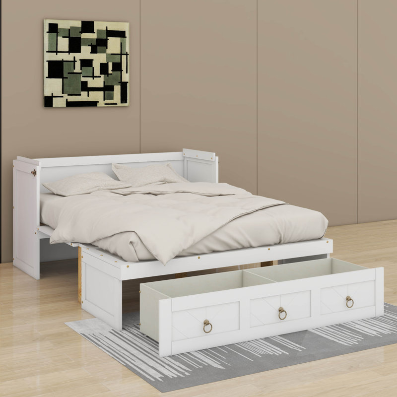 Grand lit escamotable avec port USB et grand tiroir