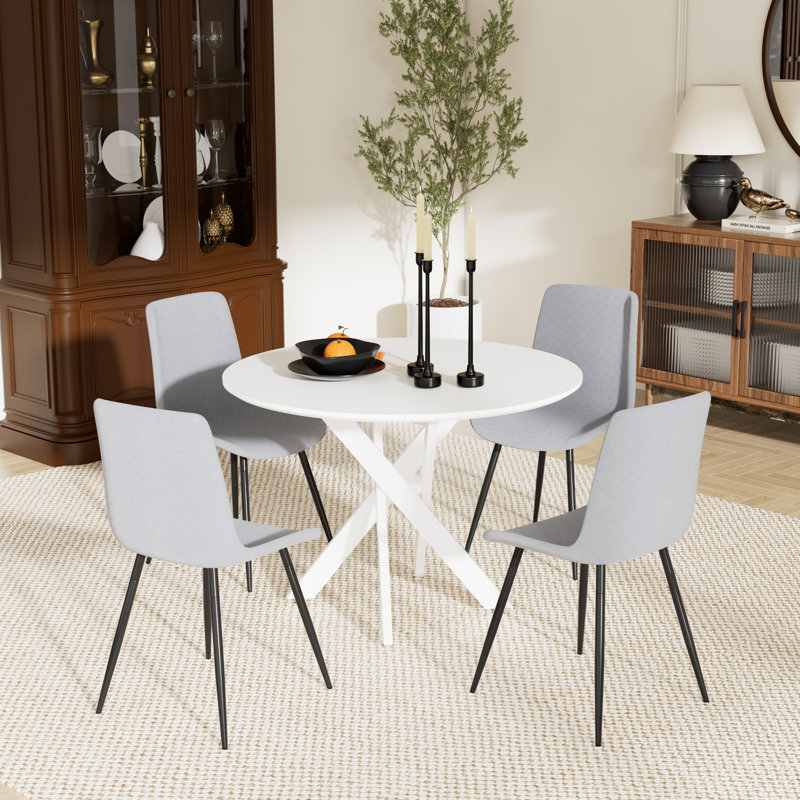 Table de cuisine et 4 chaises, Blanc, H 30 po x L 36 po x l 36 po