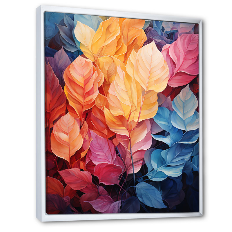 «Colorful Leaf Dreamscape I» sur toile, H 32 po x l 24 po x P 1 po, Cadre flottant blanc