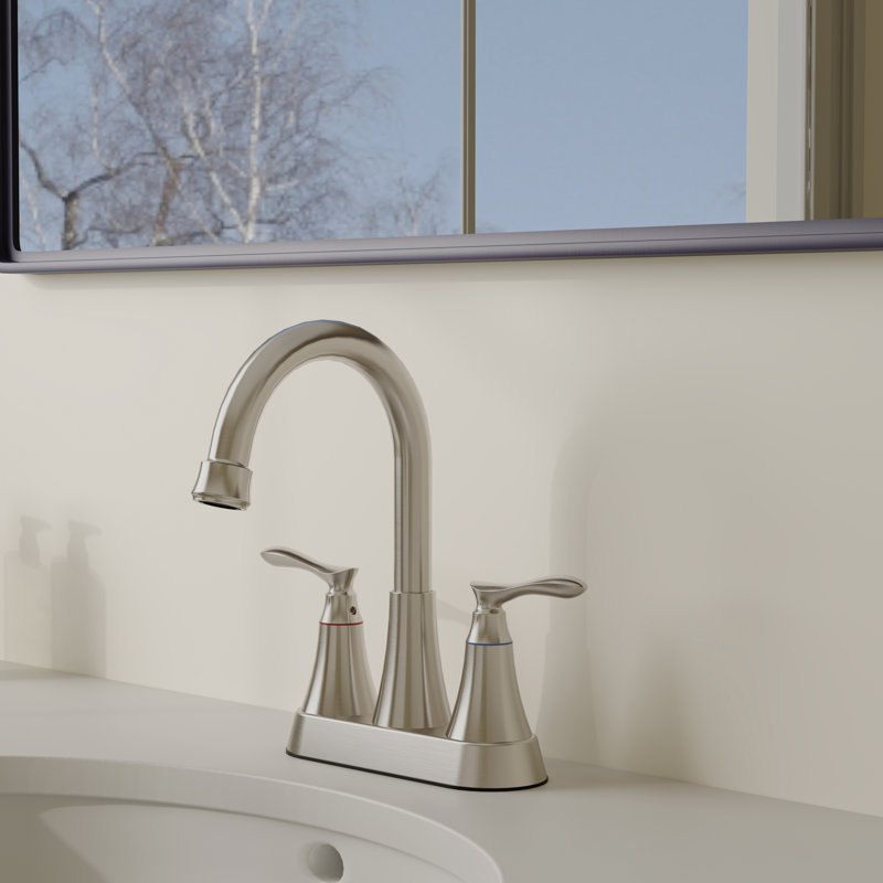 Centerset 2-handle Bathroom Faucet with Drain Assembly, Brushed Nickel