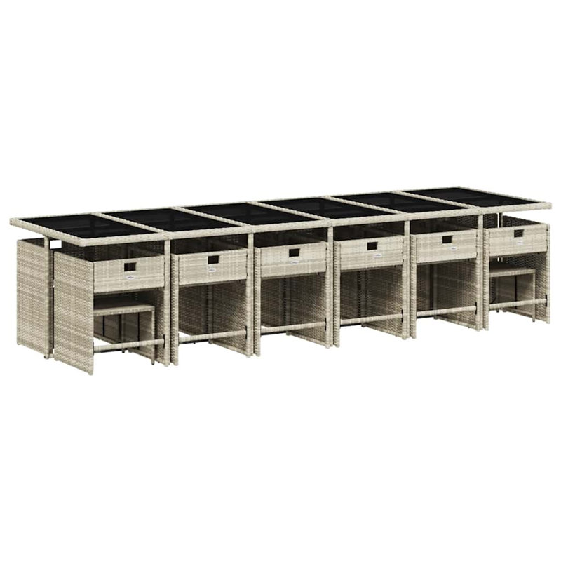 Patio Dining Set Table,, Light Grey, 17, 73 cm H x 330 cm W x 106 cm D, Light Grey, 16