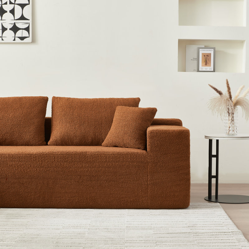 Cotman Boneless 2 - Piece Upholstered Sectional, Orange Polyester Blend