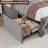 LED Bed Frame With Charging Station And 4 Storage Drawers, Velvet Upholstered Platform Bed Frame With Wingback Headboard, Button Tufted/No Box Spring Needed/Grey-430401441